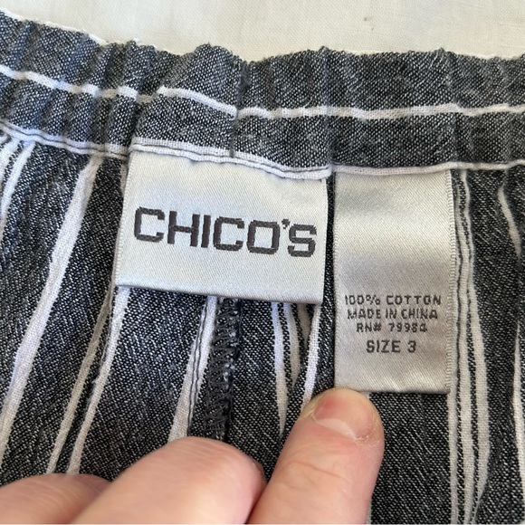 Chico's Cotton Stripe Capri Pants - Picture 8 of 8